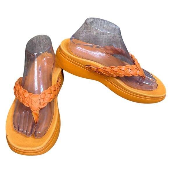 Vionic Kenji Platform Sandals Braided Strap Thong Marigold Orange Size 8.5 - Picture 1 of 11